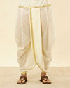 Warm White Zari Bordered Traditional South Indian Pancha Set image number 4